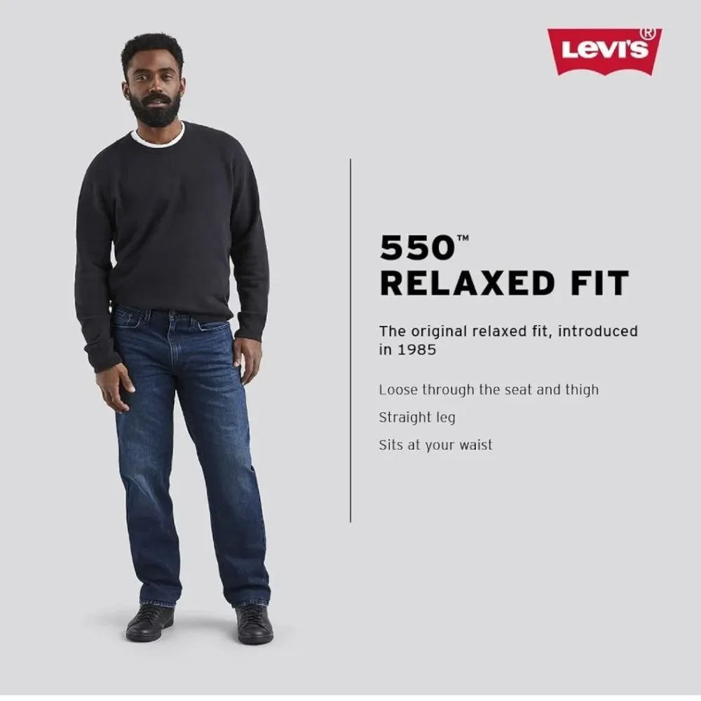 Levi's‎ Jeans Men's 550 Relaxed Fit Straight Leg Blue Rinse Denim Mid Rise 38 32